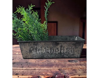 Old English Metal Baking Bread Loaf Envelope Pan Vintage Look Advertising Darkened Envelope Ends