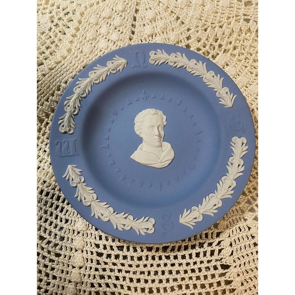 Vintage HTF Christopher COLUMBUS Wedgwood Blue White Jasperware Compass Points Pin Tray Dish England