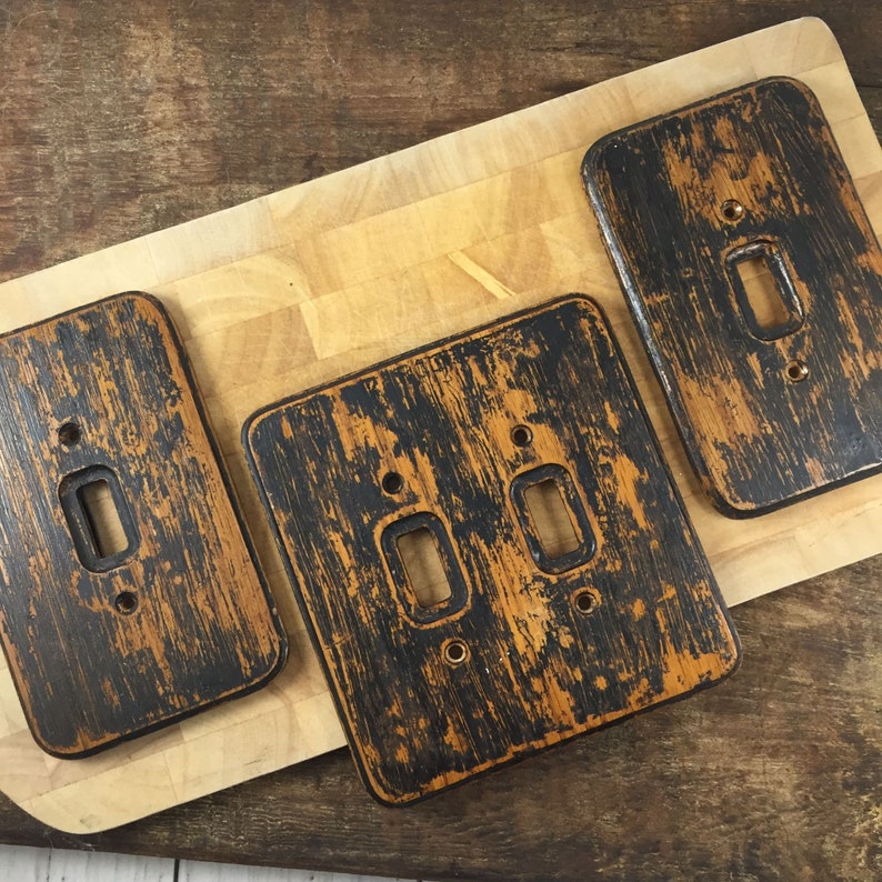 Primitive Black Painted Wood Switch Plate Cover Single or Double Etsy