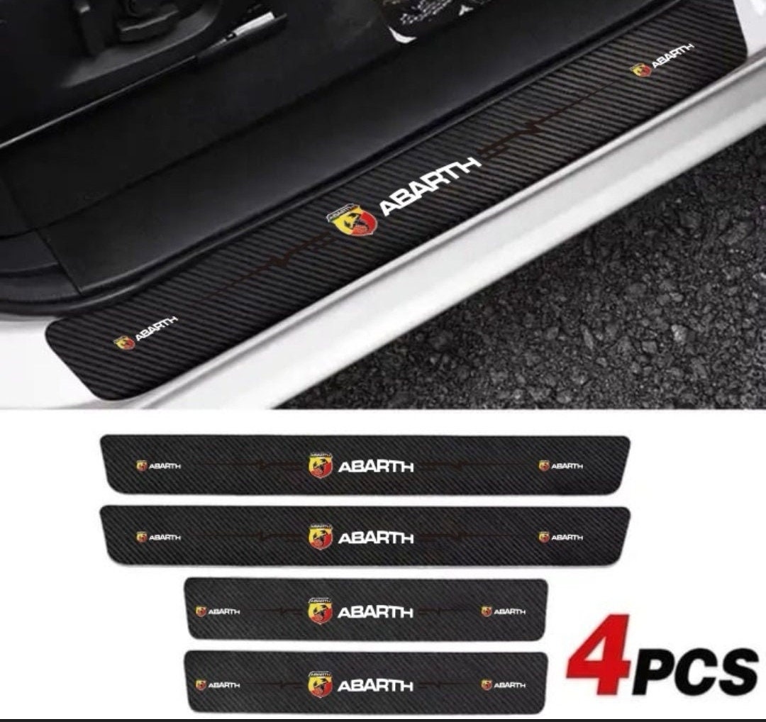 New 4 Fiat Abarth Carbon Fiber Door Sill Protector Cover Set 4 Abarth ...