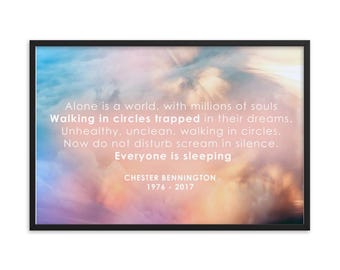 Chester Bennington Emotional Quote With Sky Background Framed photo paper poster
