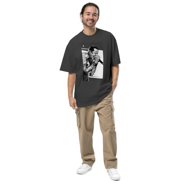 Chester Bennington Screaming Grey Art Oversized T-shirt