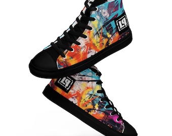 Linkin Park Graffiti With Logo Men’s high top canvas shoes