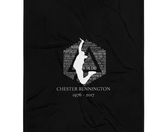 Chester Bennington Tribute Dates Black Ground and White Silhouette Throw Blanket