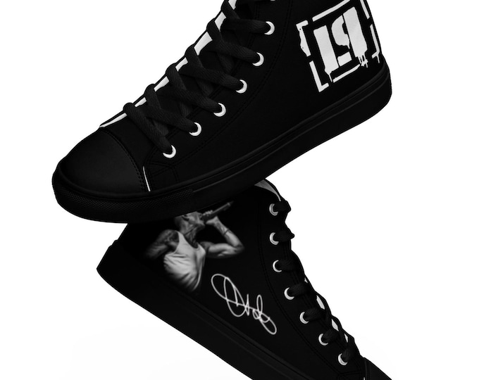 Featured listing image: Chester Bennington Signature with Portrait and LP Men’s high top canvas shoes