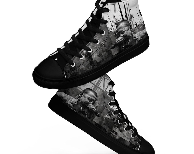 Featured listing image: Chester Bennington Scream with LP Logo On Inside Men’s high top canvas shoes