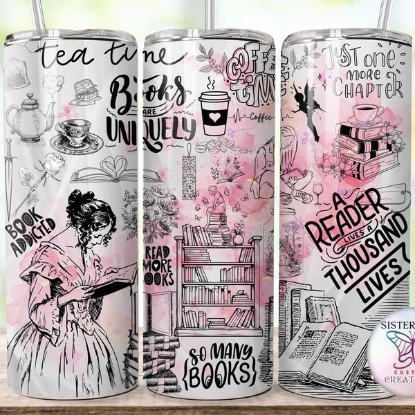 Book Lover Tumbler: Stainless Steel Insulated 20oz Skinny Tumbler