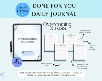 Stress Relief Daily Journal: Guided Anxiety, Self-Care (Digital Download)