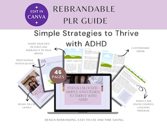 Customize eBook | Ebook on ADHD | Done for You Simple Strategist to Thrive with ADHD | Ebook plr | plr ebook resources | Coach resources