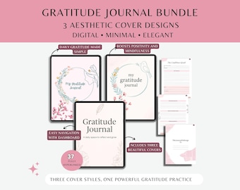 Digital Gratitude Journal Bundle: Daily Mindfulness Planner (iPad, Printable PDF)