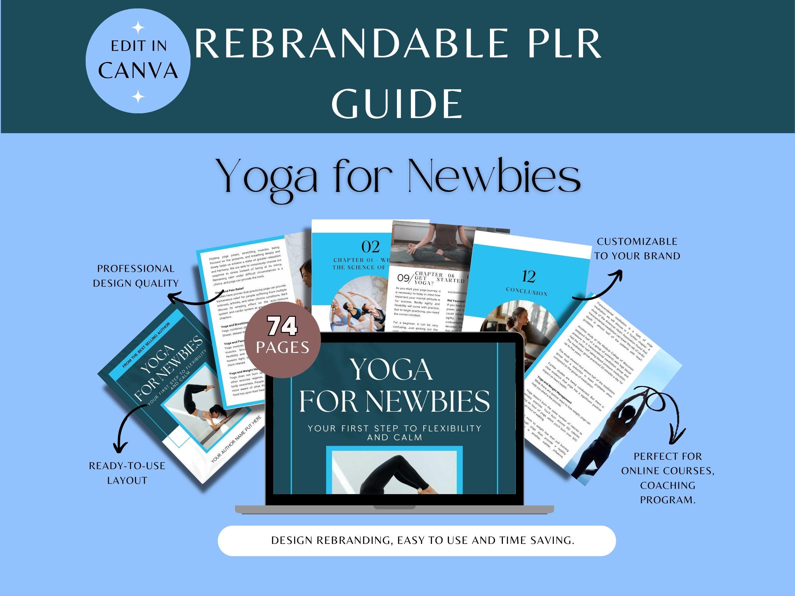 Customize eBook | Yoga for Newbies | Done For You Coaching Program for Yoga Coaches, Health Coach, Coach, Wellness Coach, Meditation Coach