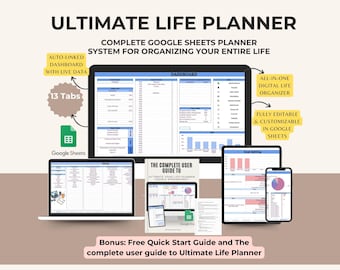 Ultimate Life Planner: Google Sheets Digital Organizer (PDF Guide Included)