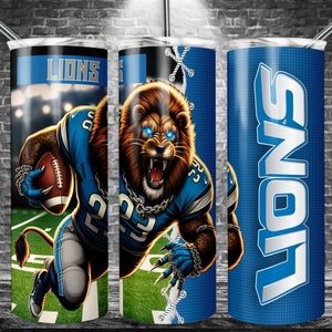 Lion 20oz Skinny Tumbler Sublimation Designs, Sport Team For Straight Wrap Png, Digital Download PNG