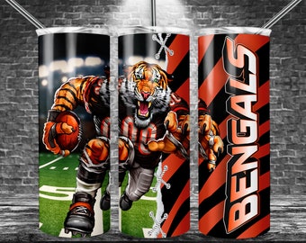 Bengal 20oz Skinny Tumbler Sublimation Designs, Sport Team For Straight Wrap Png, Digital Download PNG