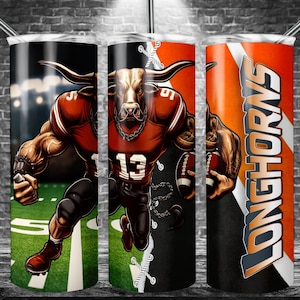 Longhorn 20oz Skinny Tumbler Sublimation Designs, Sport Team For Straight Wrap Png, Digital Download PNG