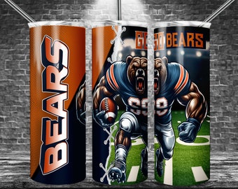 Bear 20oz Skinny Tumbler Sublimation Designs, Sport Team For Straight Wrap Png, Digital Download PNG