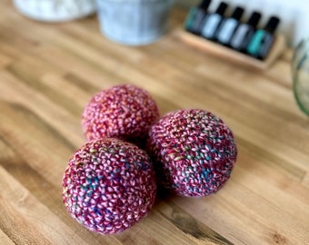 Dryer Ball Wool Set of 3 with Essential Oils Crochet Reusable Eco-friendly Zero Waste Laundry Sustainable Natural Home Chemical Free Clean