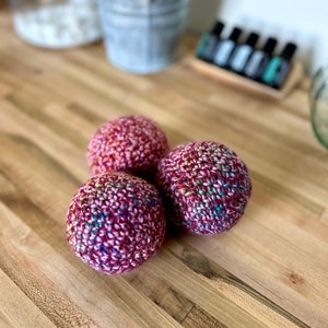 Dryer Ball Wool Set of 3 with Essential Oils Crochet Reusable Eco-friendly Zero Waste Laundry Sustainable Natural Home Chemical Free Clean