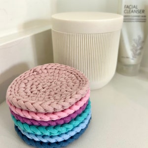 Handmade Gift Set of Cotton Facial Rounds + Storage Jar Crochet Reuseable Face Scrubby Sustainable Makeup Remover Pad Spa Gift Bridal Shower