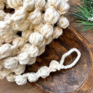 Popcorn Garland Chunky Crochet Home Decor Mantel Garland Christmas Tree Handmade Farmhouse Holiday Decor Party Shower Garland Decor