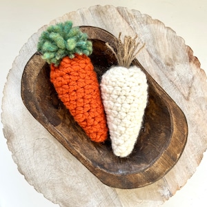 Farmhouse Chunky Carrots Crochet Spring Decor Easter Table Centerpiece Rustic Carrot Easter Basket Gift image 3