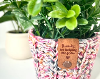 Thanks For Helping Me Grow Plant Cozy Thank You Teacher Appreciation Back to School Gift For Friend Candle Cozy Mother Day Plant Lover Gift