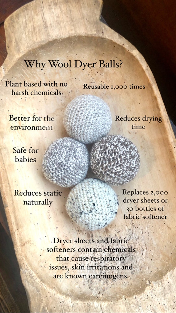 Wool Crochet Reusable Dryer Ball Set Eco-friendly Zero Waste Laundry  Sustainable Natural Home Chemical Free Cleaning Essential Oil 