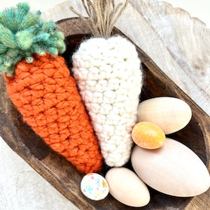 Farmhouse Chunky Carrots Crochet Spring Decor Easter Table Centerpiece Rustic Carrot Easter Basket Gift image 5