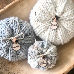 Knit Chunky Farmhouse Pumpkin Fall Decor Wedding White Sweater Pumpkin