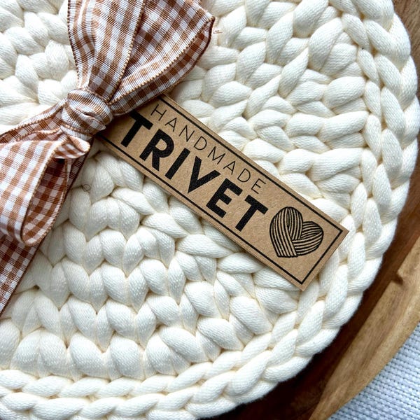 Handmade Round Trivet Pad for Hot Dishes Candle or Plant Trivet Gift New Home Kitchen Decor Bridal Shower Gift Basket Mother's Day