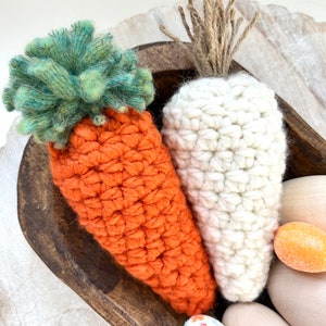 Farmhouse Chunky Carrots Crochet Spring Decor Easter Table Centerpiece Rustic Carrot Easter Basket Gift image 2