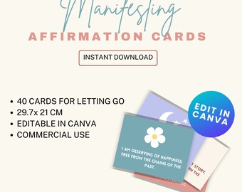 Editable Manifesting Card Deck Canva Template Manifestation Law of ...