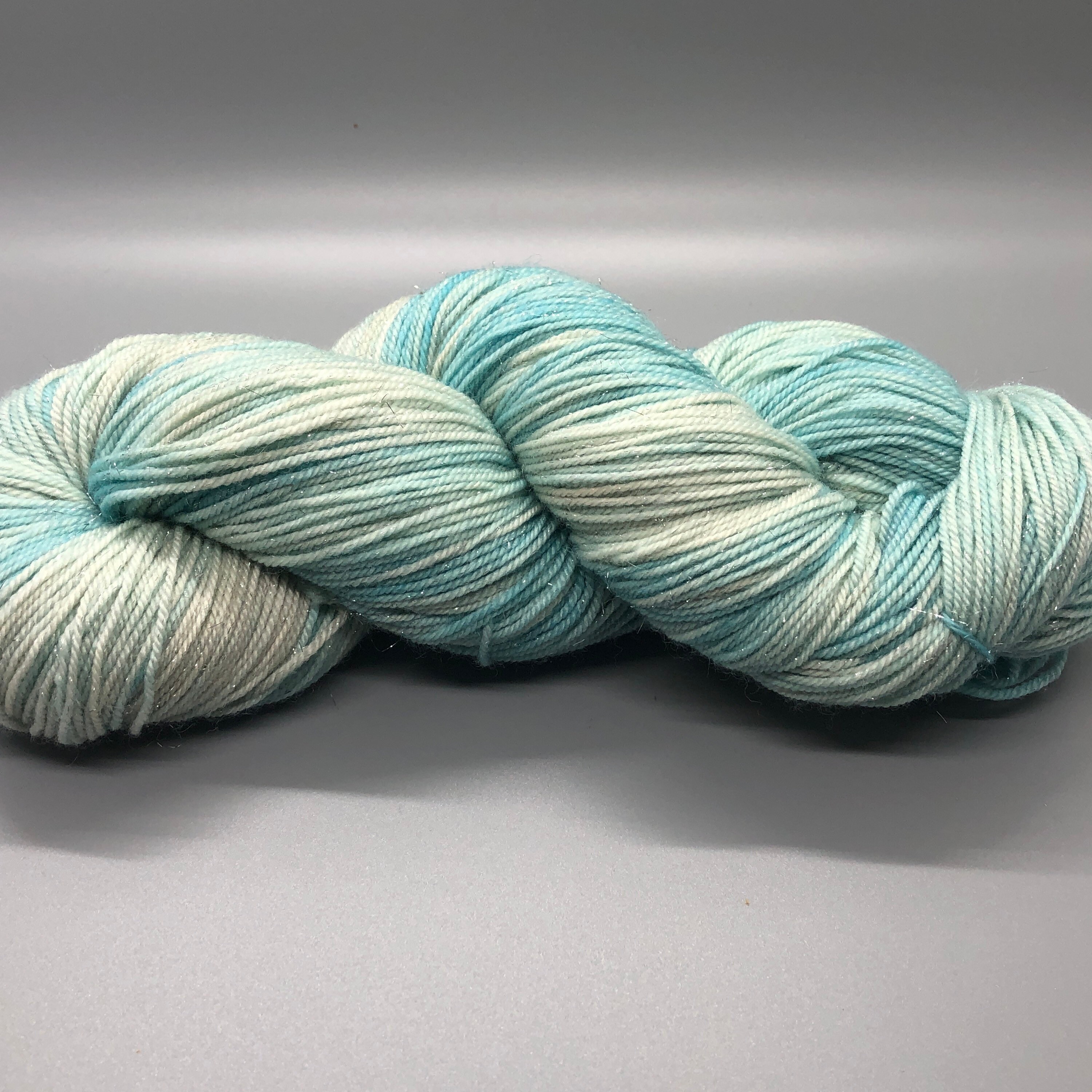 Hand Dyed Assigned Pooling Yarn Mint Colorway Green Ice Blue