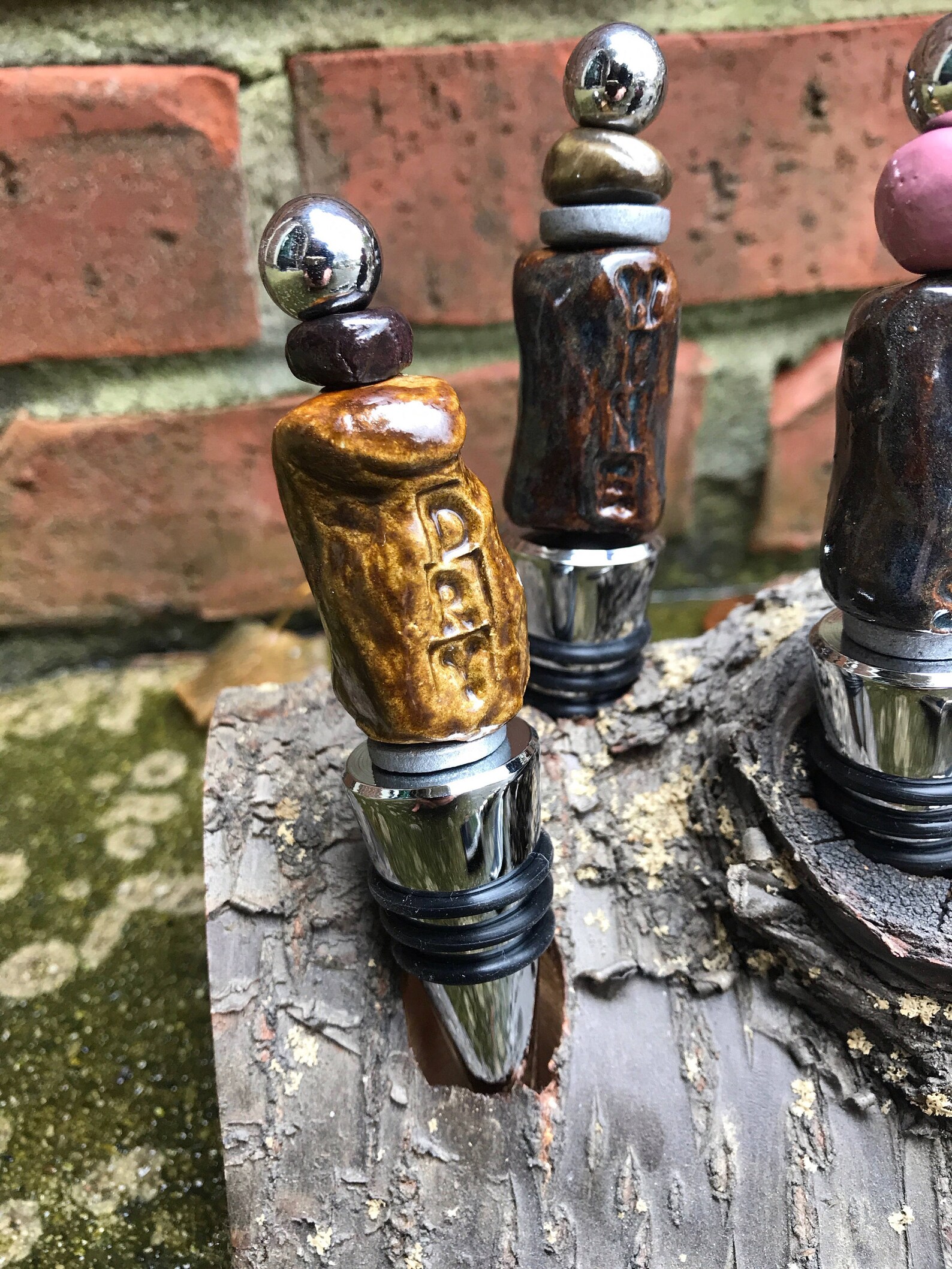 Beaded Wine Bottle Cork Stopper Ceramic Multi Medium Holiday Etsy