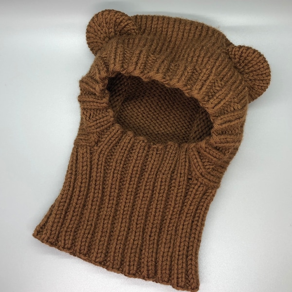 Sale! Baby Child Brown Bear Balaclava Hood Hat Beanie Hand knit Mask Helmet Gaiter Cowl Winter