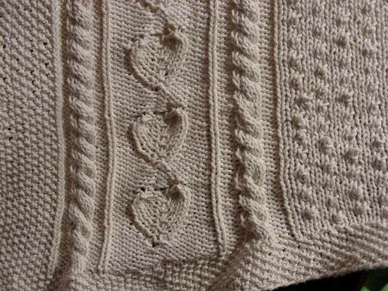 Knitting Pattern Aran Baby Blanket Afghan Heirloom Cable Moss Etsy