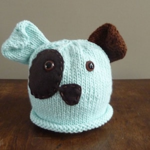NEW Handknit Infant Puppy Dog Hat Beanie Photo Prop Halloween Costume image 1