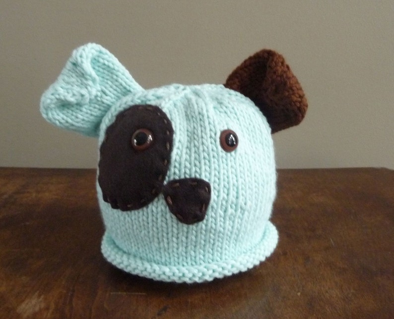 NEW Handknit Infant Puppy Dog Hat Beanie Photo Prop Halloween Costume image 1