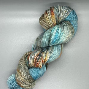 Hand dyed Fingering Yarn Lucky Penny Colorway Superwash Wool Nylon
