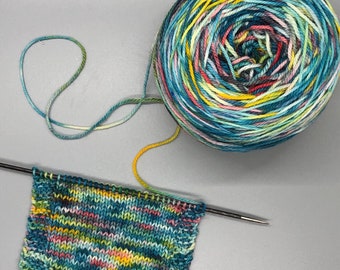 Hand dyed Fingering Weight Yarn Variegated Superwash Merino Nylon Under The Sea Colorway