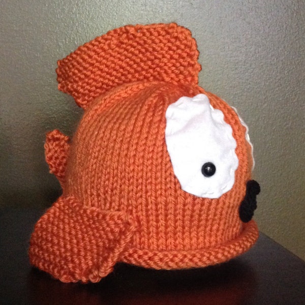 Goldfish Hat Beanie Fish Baby Infant Toddler Halloween Clown Fish Photo Prop Hand Knit Handknit Costume