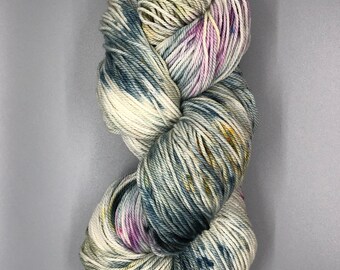 Hand dyed Fingering Weight Speckled Yarn Variegated Superwash Merino Wool Nylon - Waterfall Colorway