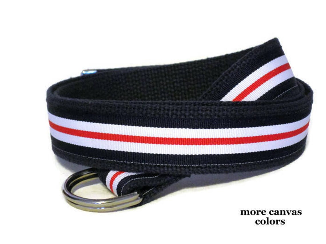 Red Blue and White Striped Belt Mens DRing bing Etsy