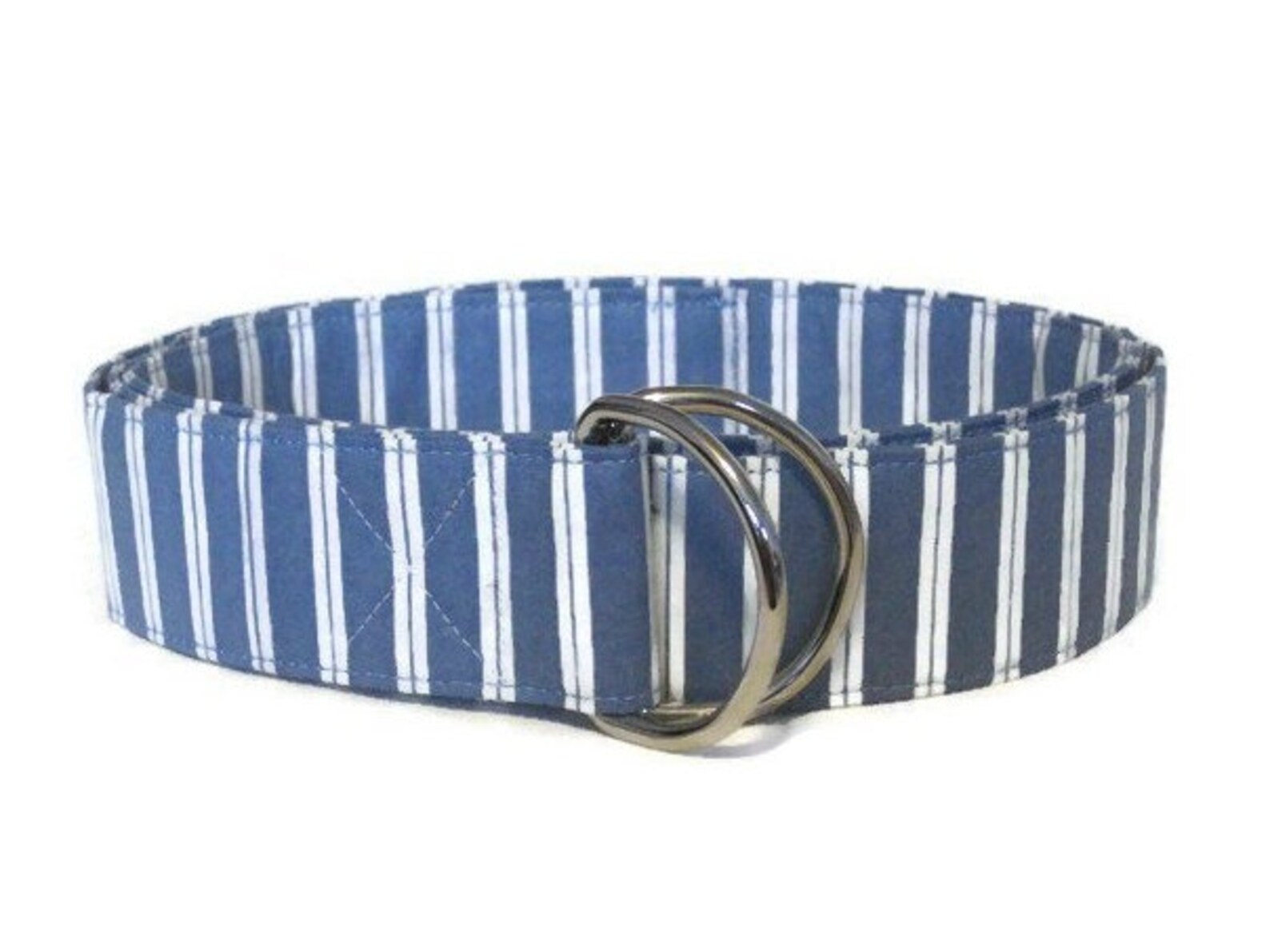 Womens Blue and White Thin Stripe Cloth Belt with Buckle Etsy