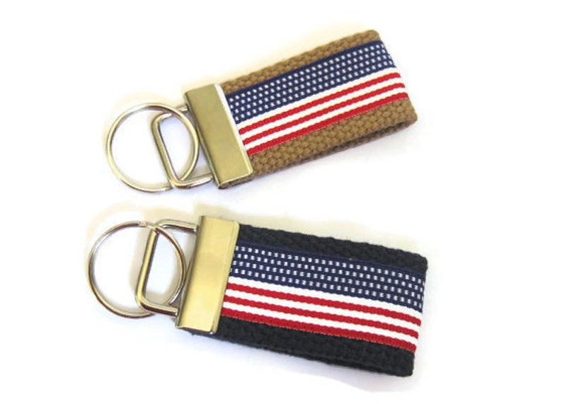 American Flag Keychain / Patriotic Mens Keychain / Preppy Key Etsy