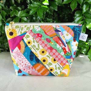 Repurposed Remnant Fabric Pouch ~ "Chorizema cordatum" ~ One-of-a-kind handcrafted & unique