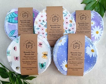 Reusable Cotton Face Rounds 5pk | Super Soft | Eco Makeup Remover Pads