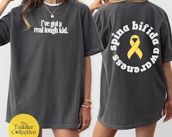 Spina Bifida Tough Kid Awareness Month Shirt, Spina Bifida Warrior Kid Tshirt, Yellow October for Advocacy, Yellow Ribbon Support