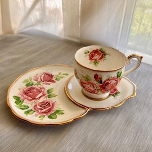 Vintage Queen Anne Lady Margaret Rose Floral Tea Cup and Saucer Bone China