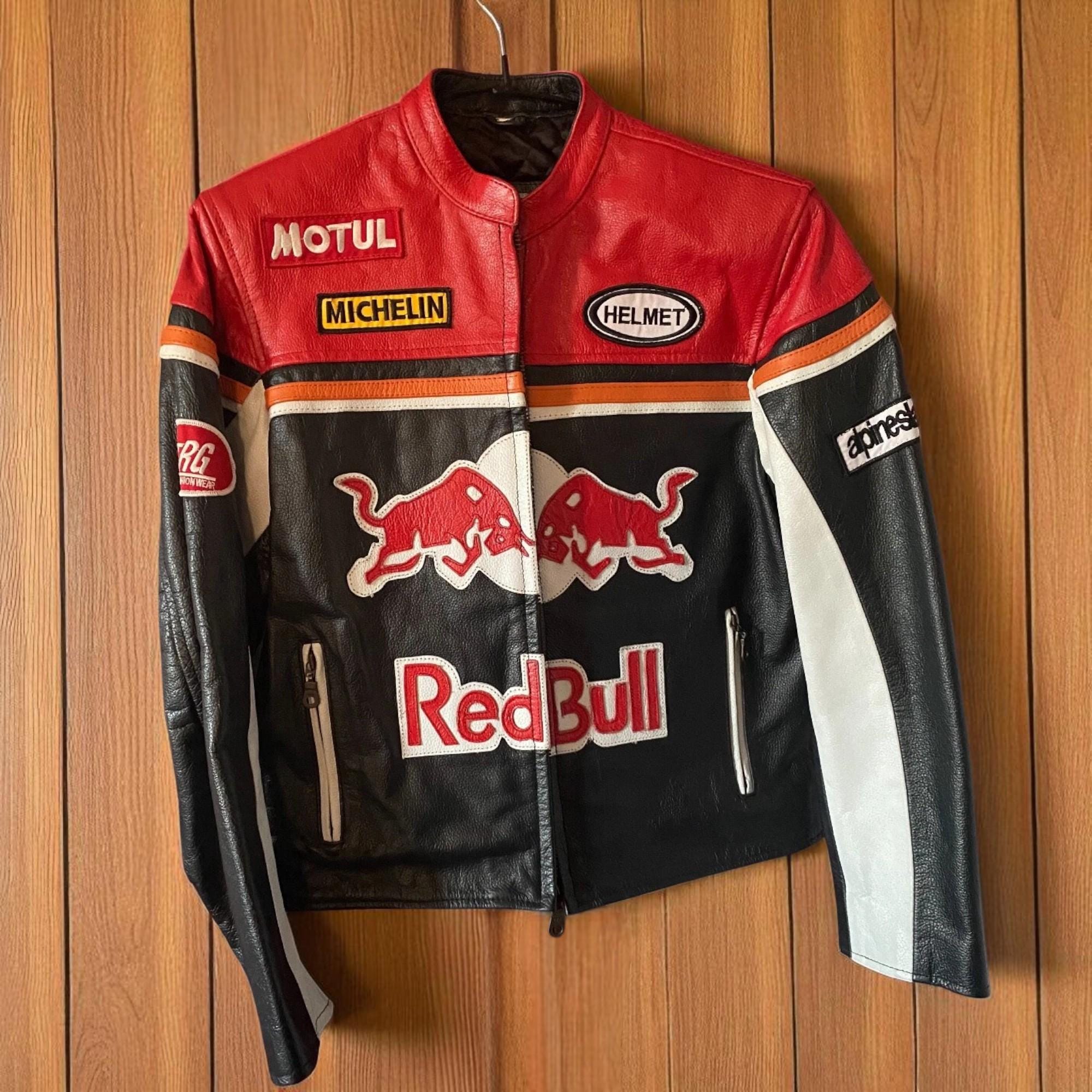 Red bull racing leather jacket - Etsy 日本